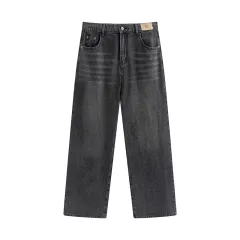 Straight Slimming Trousers Plus Size - Dark Grey - View 1