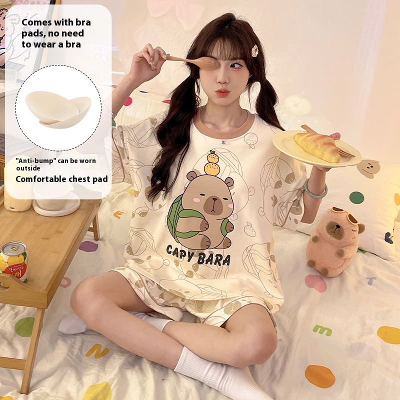 Cartoon Cute Loungewear Can Be Worn Outside With Chest Pad Ckek91114 M - Shop at LoveMi