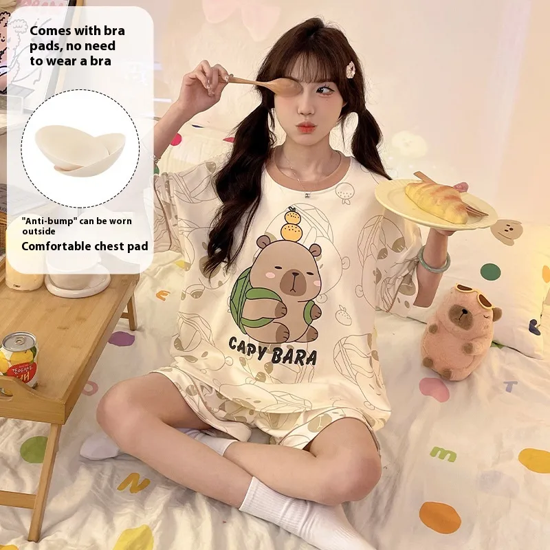 Cartoon Cute Loungewear Can Be Worn Outside With Chest Pad - Ckek91114-M