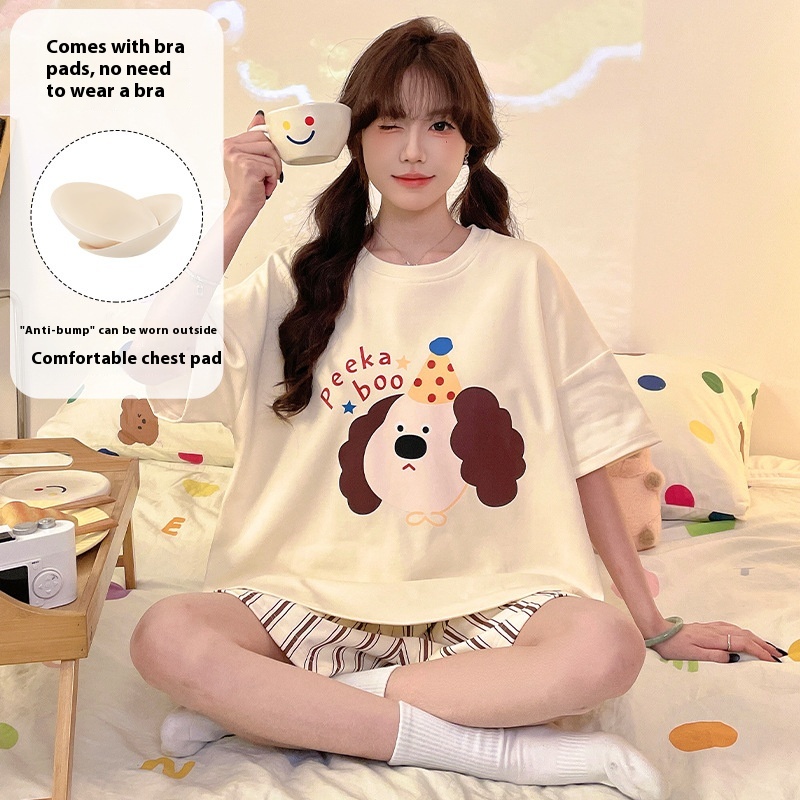 Cartoon Cute Loungewear Can Be Worn Outside With Chest Pad Ckek91133 L - Shop at LoveMi