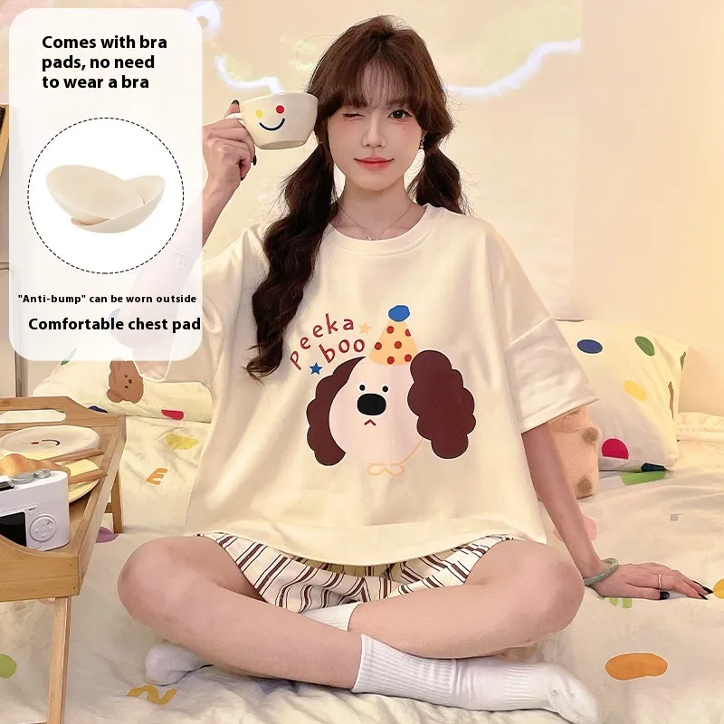 Cartoon Cute Loungewear Can Be Worn Outside With Chest Pad - Ckek91133-L
