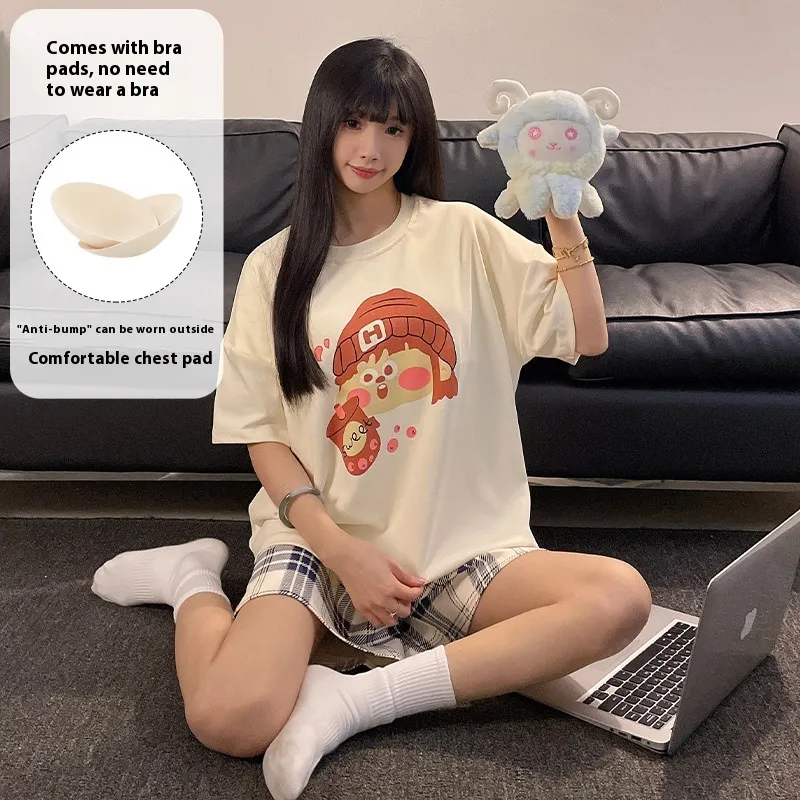 Cartoon Cute Loungewear Can Be Worn Outside With Chest Pad - Ckek91819-Xl