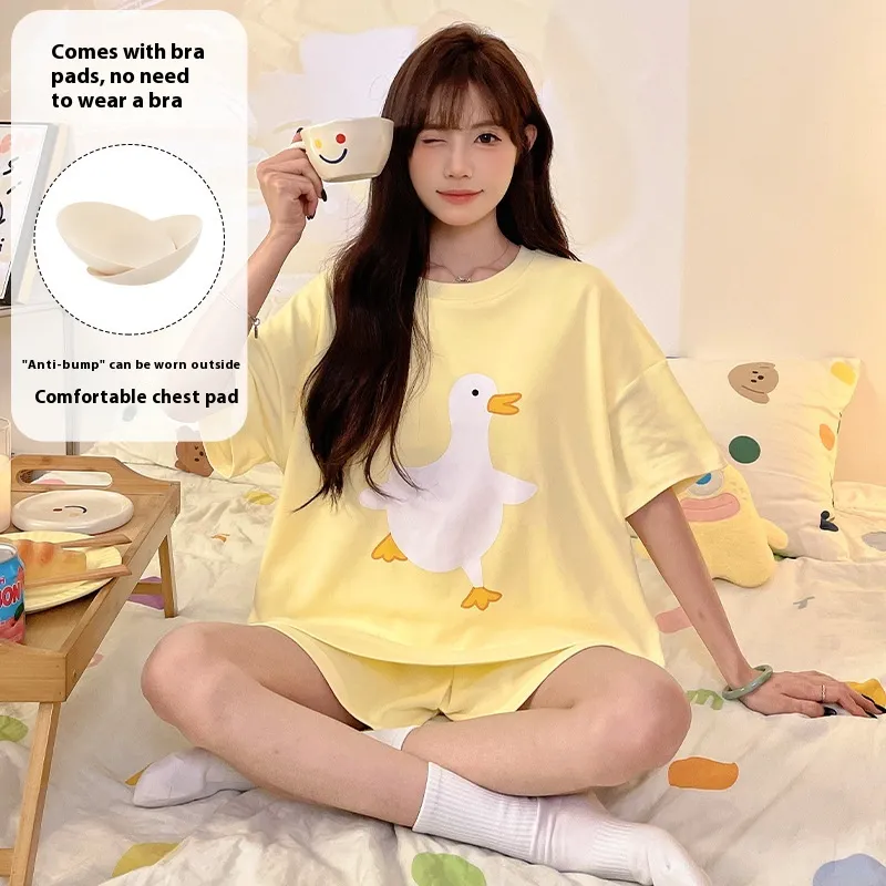 Cartoon Cute Loungewear Can Be Worn Outside With Chest Pad - Ckek91129