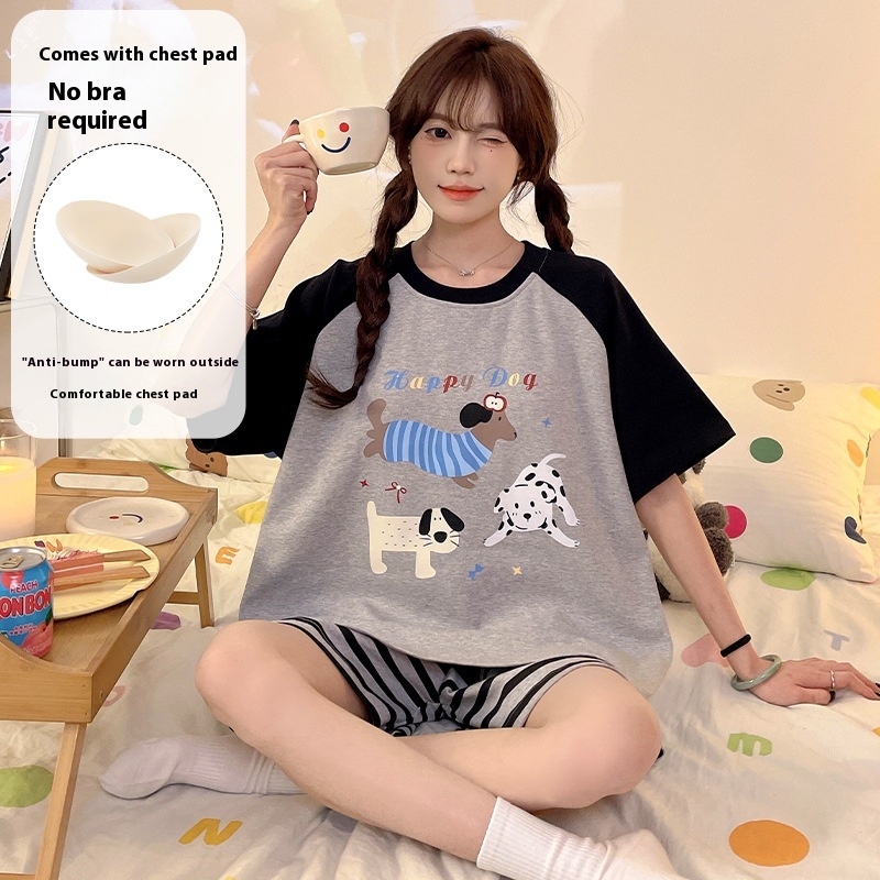 Cartoon Cute Loungewear Can Be Worn Outside With Chest Pad Ckek91131 M - Shop at LoveMi