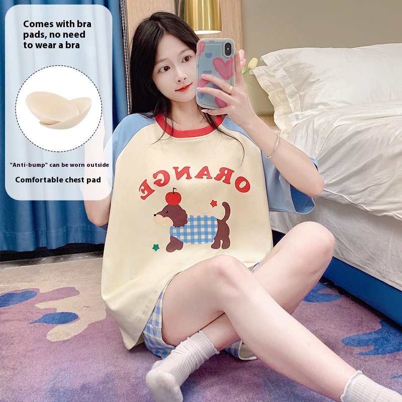 Cartoon Cute Loungewear Can Be Worn Outside With Chest Pad Ckek91144 L - Shop at LoveMi