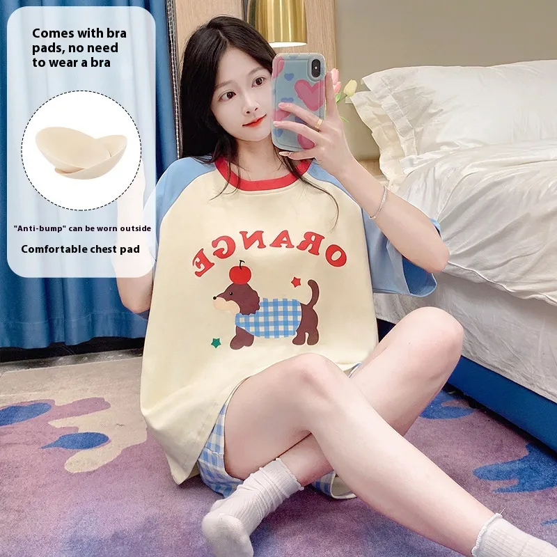 Cartoon Cute Loungewear Can Be Worn Outside With Chest Pad - Ckek91144-L