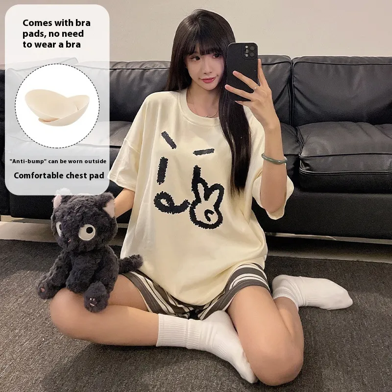 Cartoon Cute Loungewear Can Be Worn Outside With Chest Pad - Ckek91820-M