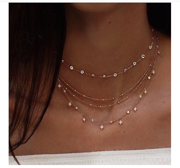 Multi-layer star pendant necklace handmade alloy necklace