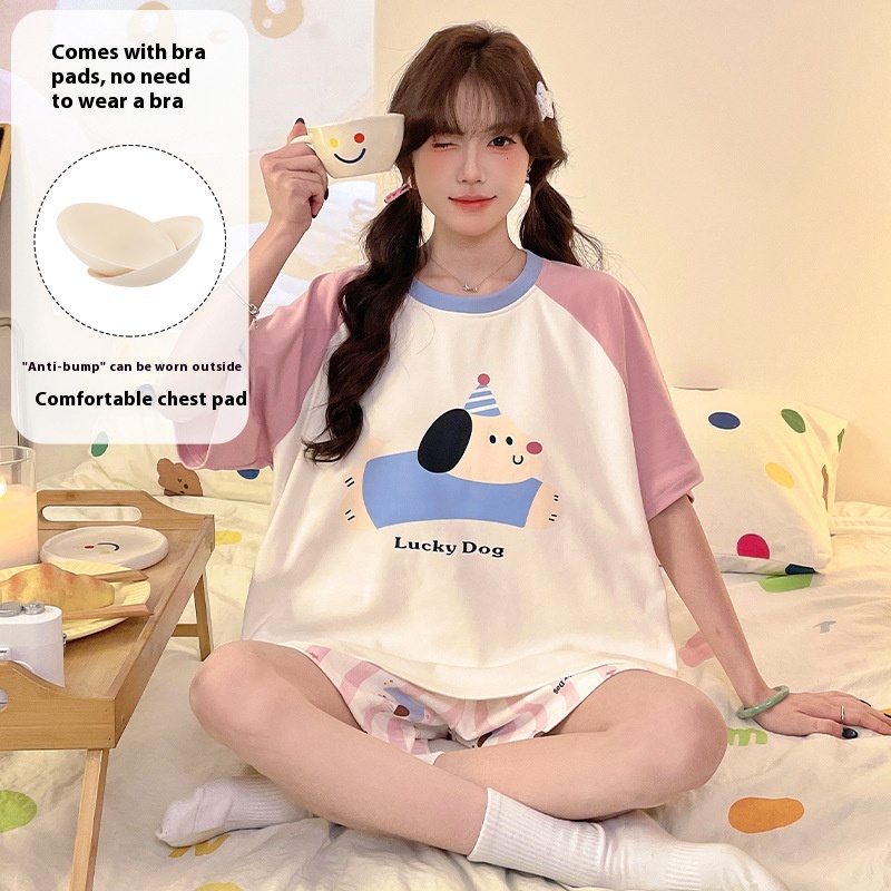 Cartoon Cute Loungewear Can Be Worn Outside With Chest Pad