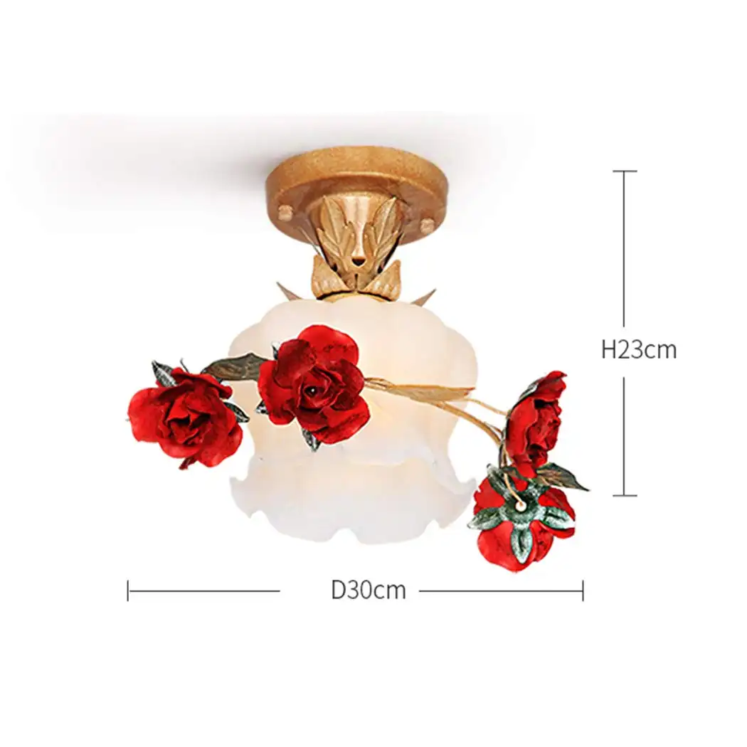 Retro American Pastoral Flower Warm Romantic Girl Heart Aisle Bedroom Balcony Ceiling Lamp