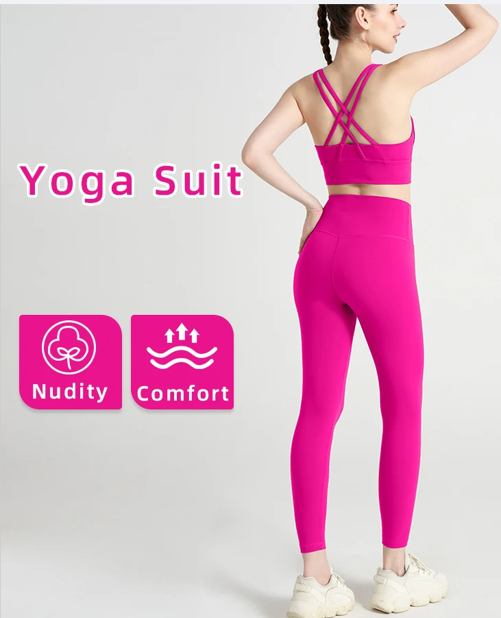 Cross Beauty Back Nude Feel Yoga Suit High Waist Hip Lift Exercise Workout Pants