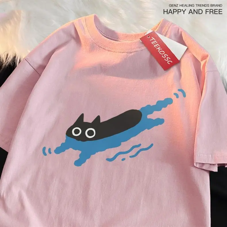 T Diving Black Cat Short Sleeve Swimming Shoulder Leisure