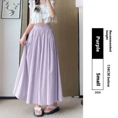 High Waist Slimming A- Line Skirt Casual Small Ice Silk Wide-leg Pants - Purple Little Man - View 1