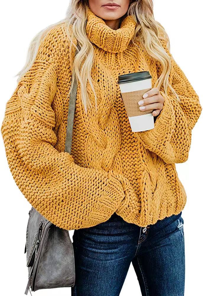 High neck large size women's sweater Europe and America