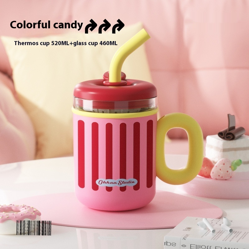 Dopamine Straw High Aesthetic Office Water Cup