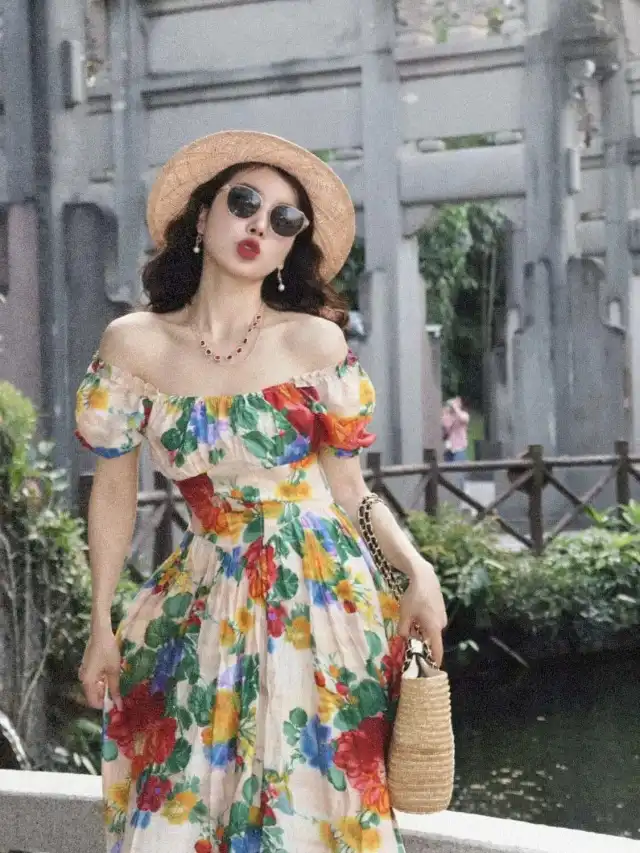 Vintage Oil Painting Printing Dress Women - Shop at LoveMi