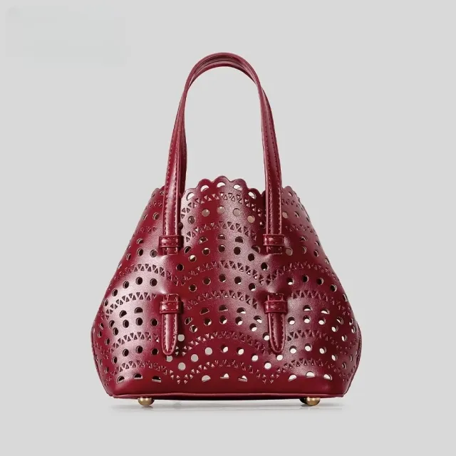 Hollow Carved Tote Bag Shoulder Messenger Bag Red - Shop at LoveMi