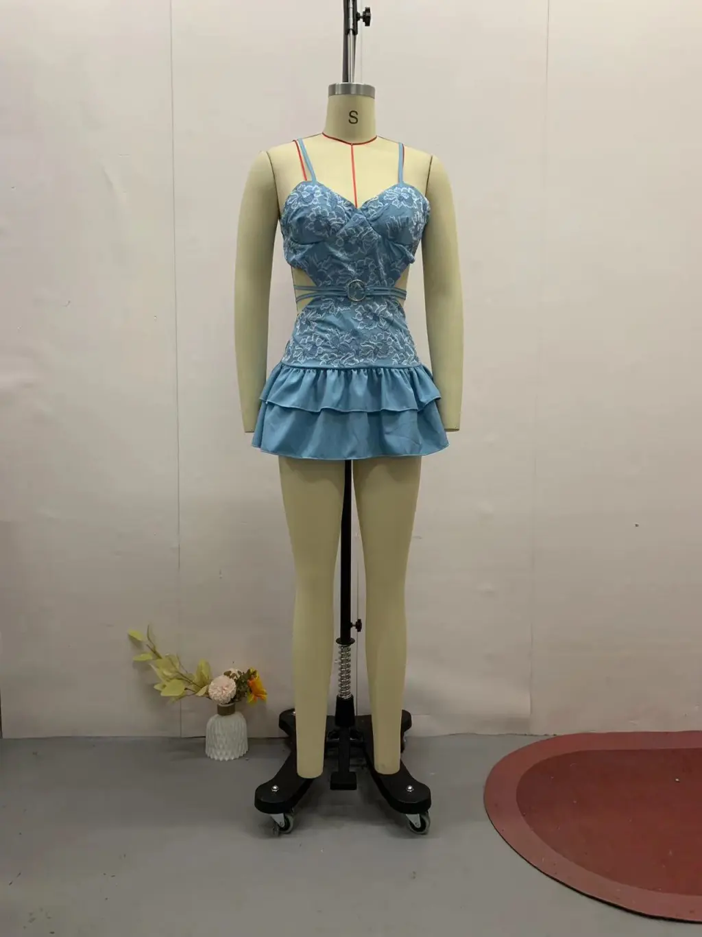 Women's Fashion Personality Backless Short Dress - Light Blue