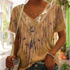 V-neck Holiday Digital Printing Short Sleeve - View 1