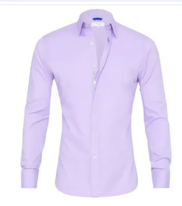 Elastic Force Non ironing Anti wrinkle Simple Business Thin Shirt Light Purple - Shop at LoveMi