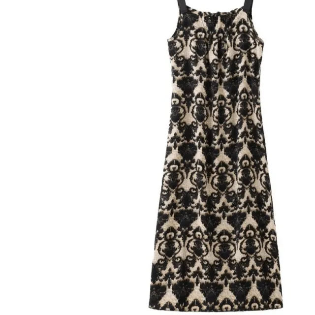 Loose Long Dress Printed, Female Satin Sleeveless Black Pine Flower - Shop at LoveMi