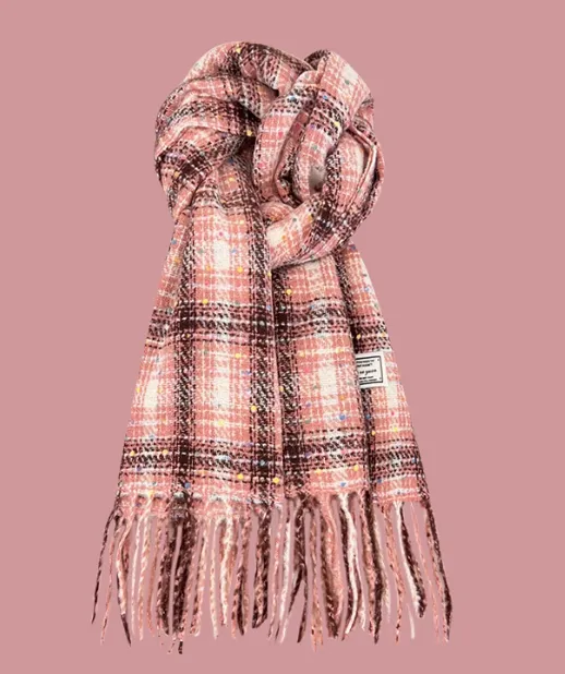 All match Plaid Imitation Cashmere Women's Warm Scarf Colored Pink - Shop at LoveMi