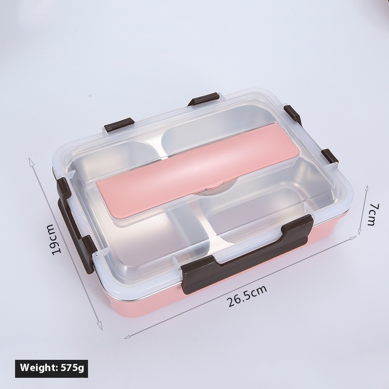 304 Stainless Steel Lunch Box Thermal Box Bento Box Three-grid Deepening Divided Lunch Box Tableware