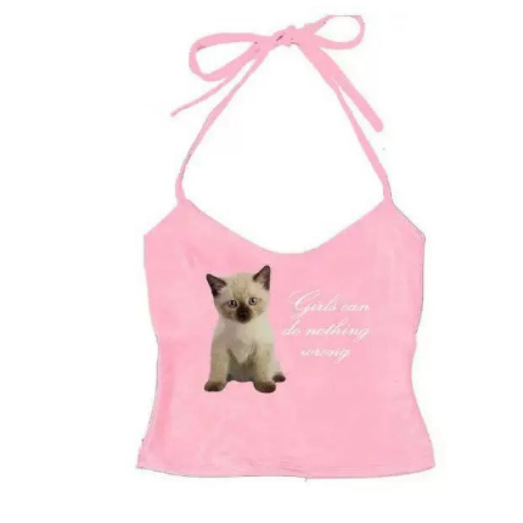 Female European And American Printed Bow Camisole Vest