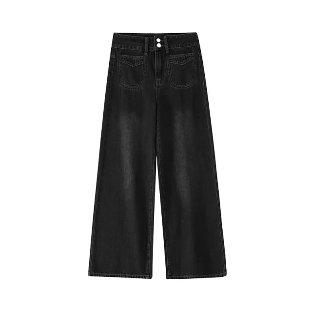 Women's Retro Wide leg Jeans Plus Size Black - Shop at LoveMi