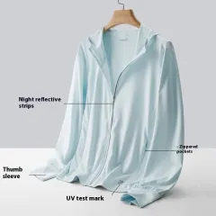 UV Protection Breathable Ice Silk Sun-protective Clothing - Light Blue For Men - View 1