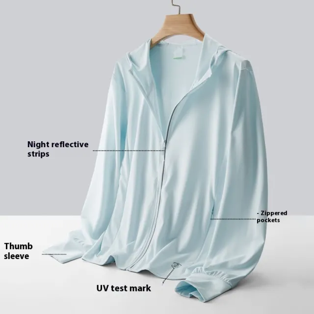 UV Protection Breathable Ice Silk Sun protective Clothing Light Blue For Men - Shop at LoveMi