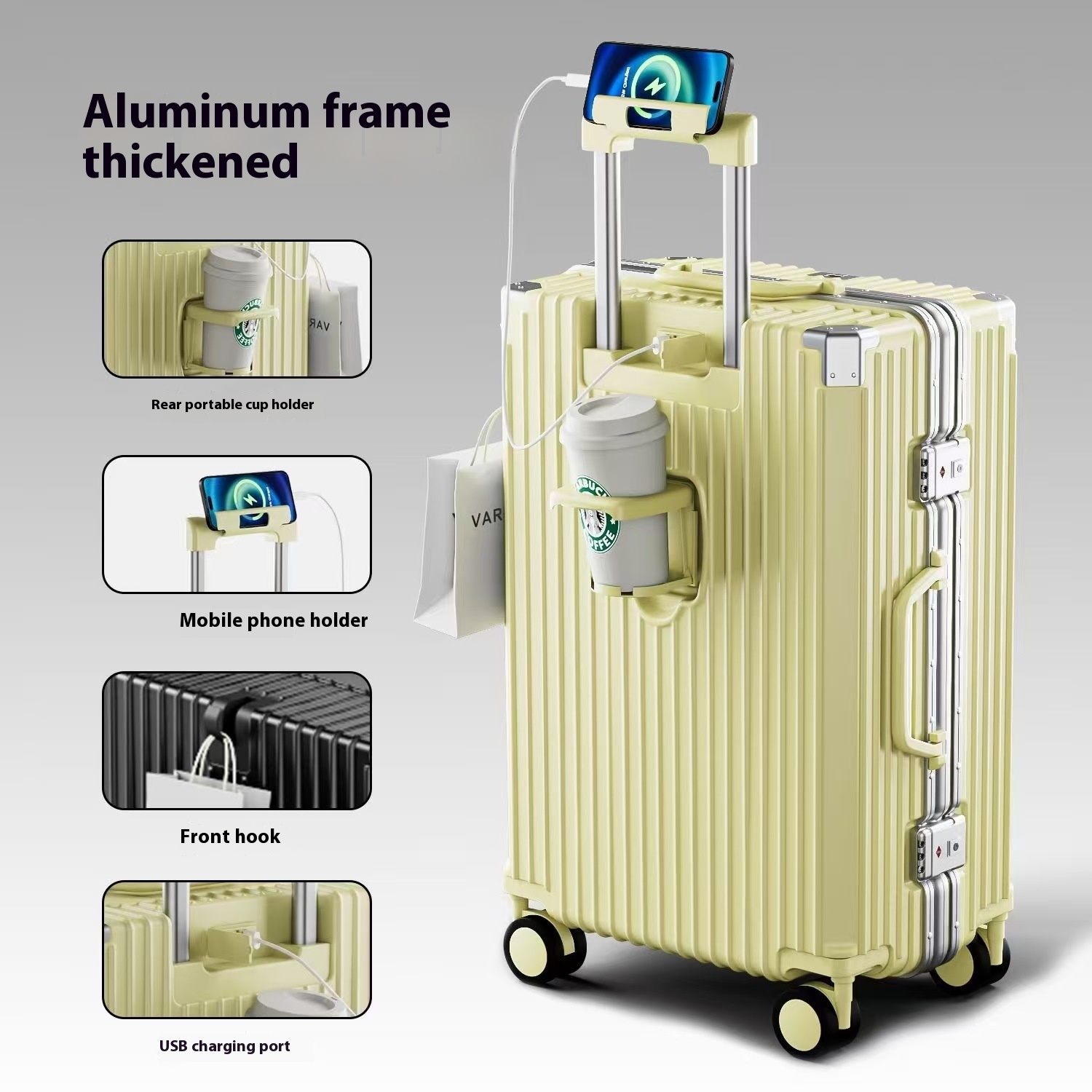 Multifunctional Anti-fall Luggage Thickened And Large-capacity Trolley Case