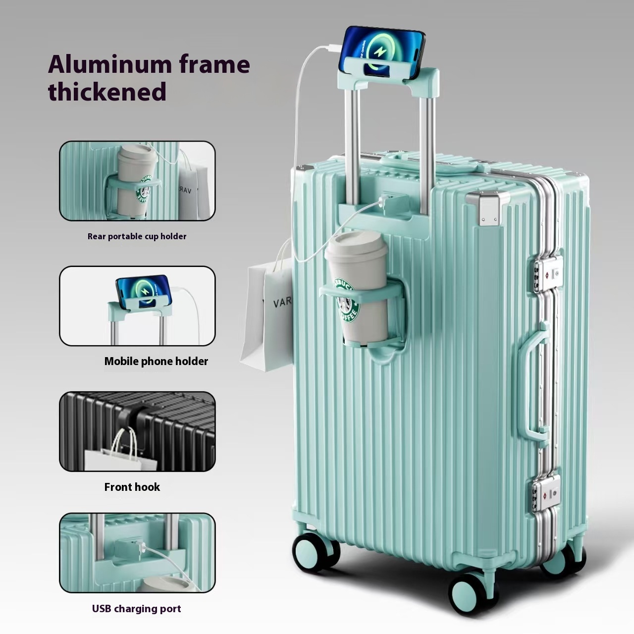 Multifunctional Anti-fall Luggage Thickened And Large-capacity Trolley Case