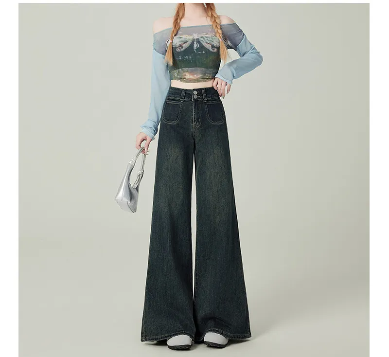 Women's Vintage Blue High Waist Jeans - Nostalgic Blue
