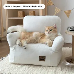 Pet Children's Small Sofa Autumn And Winter Cathouse Doghouse Sand Removable And Washable Cool Feeling Pet Bed - White - View 1