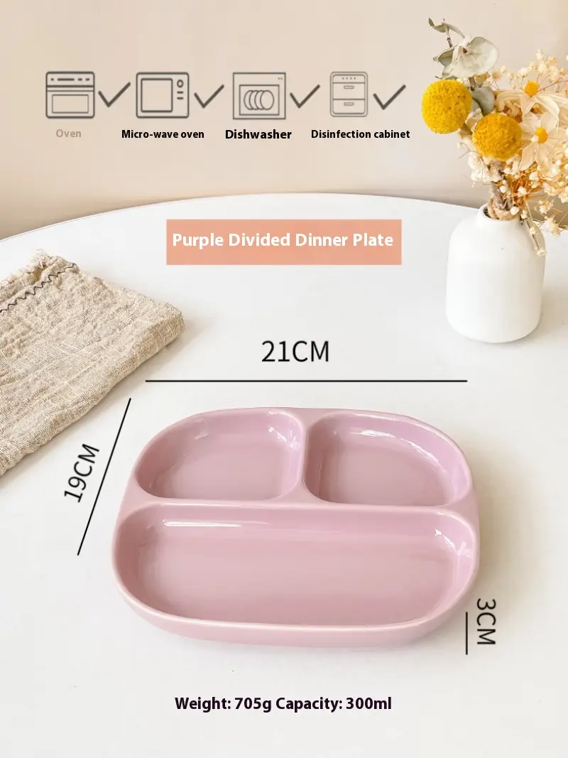 Ceramic Grid Plate Quantitative Breakfast Plate Tableware