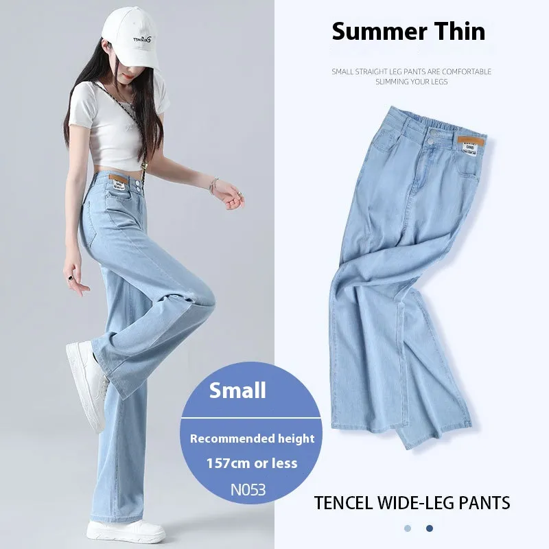 Light Color Lyocell Jeans Women's Summer Thin Wide-leg Pants - Light Retro Small-2Xl