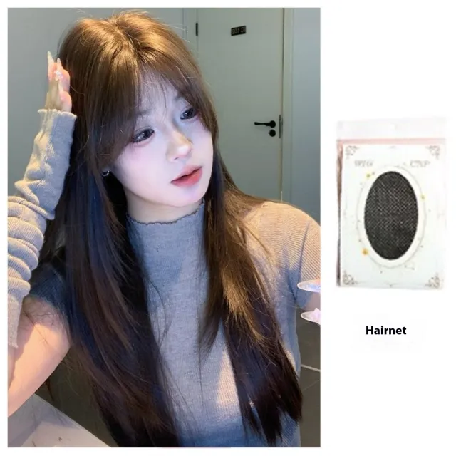 Wig Women's Layered Long Straight Hair Full head Wig Cold Brown - Shop at LoveMi