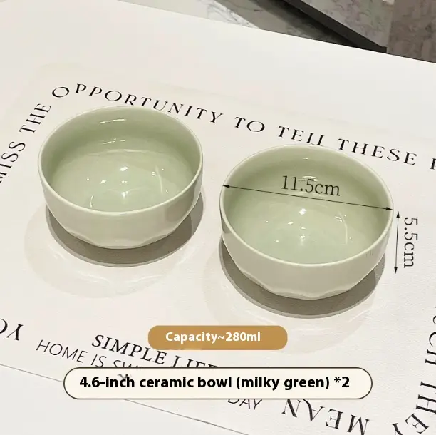 Cream Style Ceramic Rice Bowl Underglaze Breakfast Bowl Rice Bowl Tableware