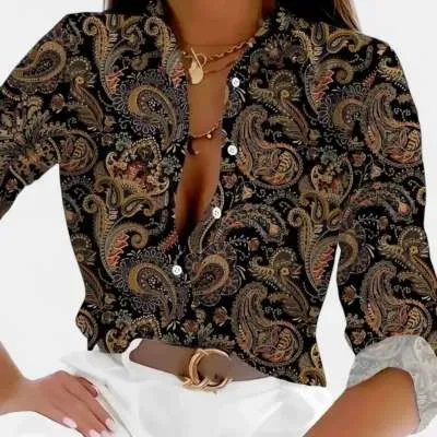 Spring And Autumn New Long Sleeve Lapel Loose Button Shirt Hxccs25 M - Shop at LoveMi