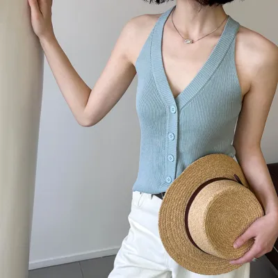 Korean Style Loose V-neck Sleeveless Knitwear