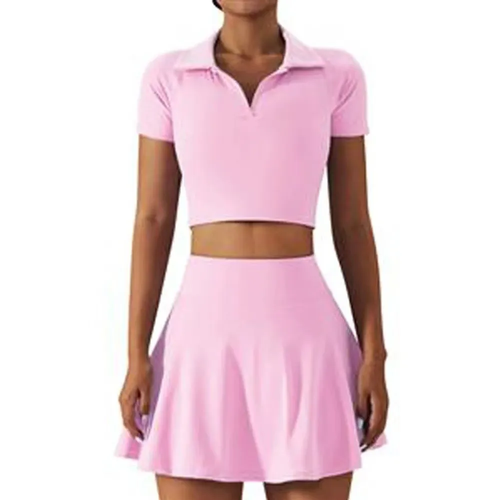 Tennis Suit Suit Outdoor Quick-drying Running Sports Workout Clothes Suit - Pink