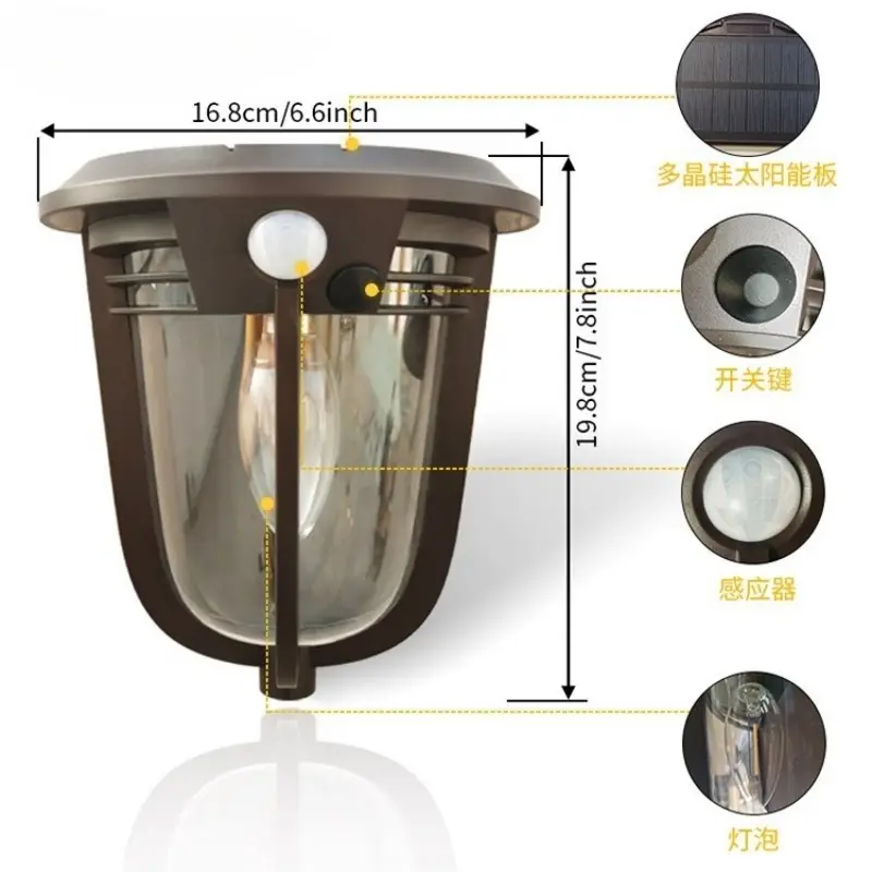 European Retro Courtyard Decorative Lighting Solar Wall Lamp