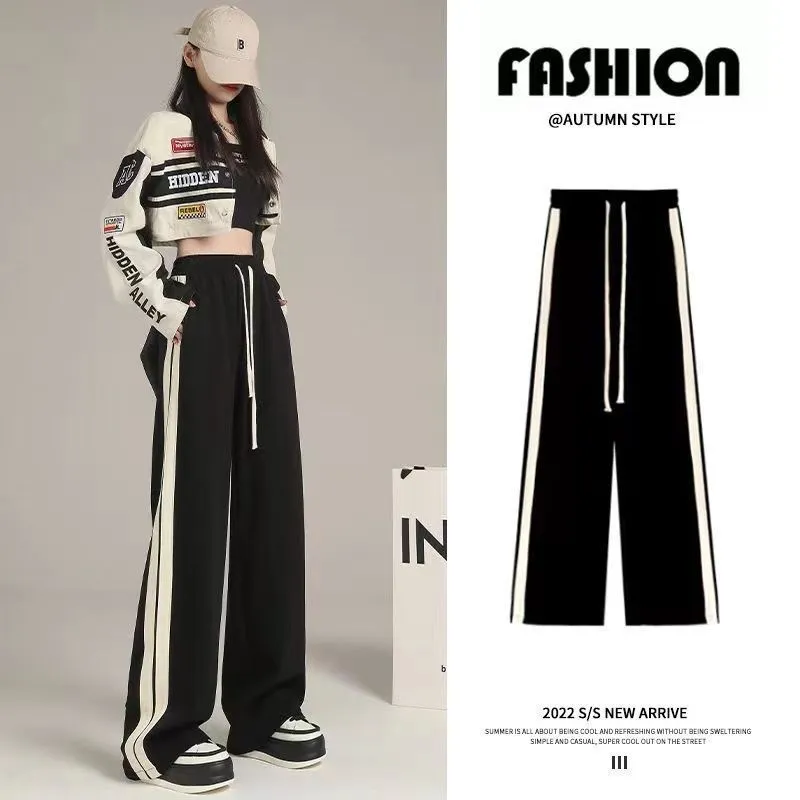 Wide-leg Pants Pendant Straight Casual Sports Trousers - Jm88 Black