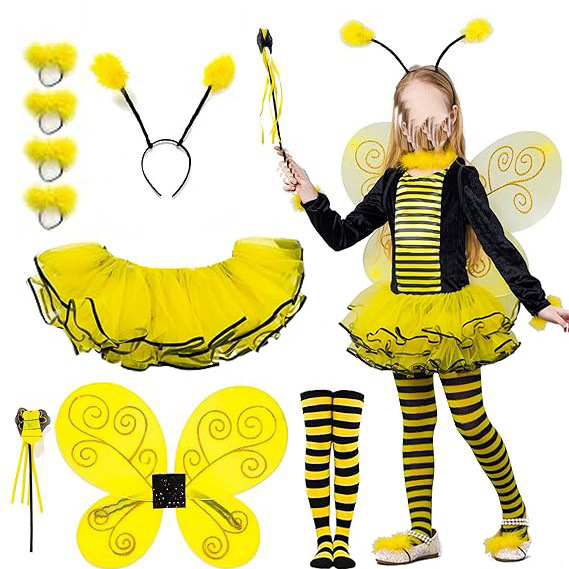 Bee Insect Wings Tutu Skirt Magic Wand Set