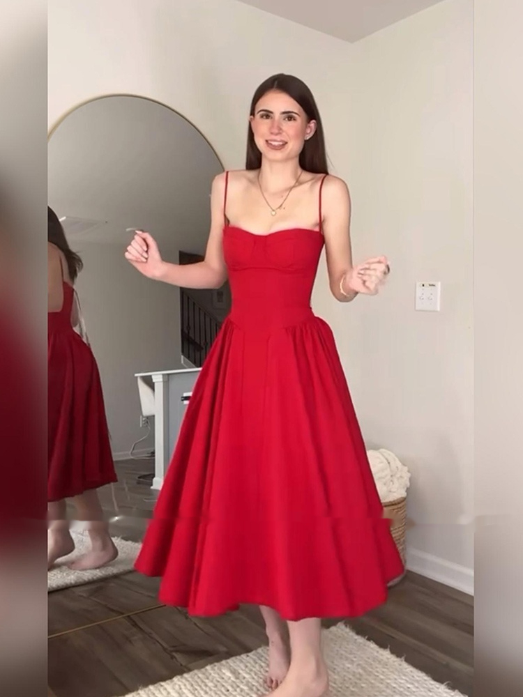 Women's French Style Vintage Court Style Strap Dress