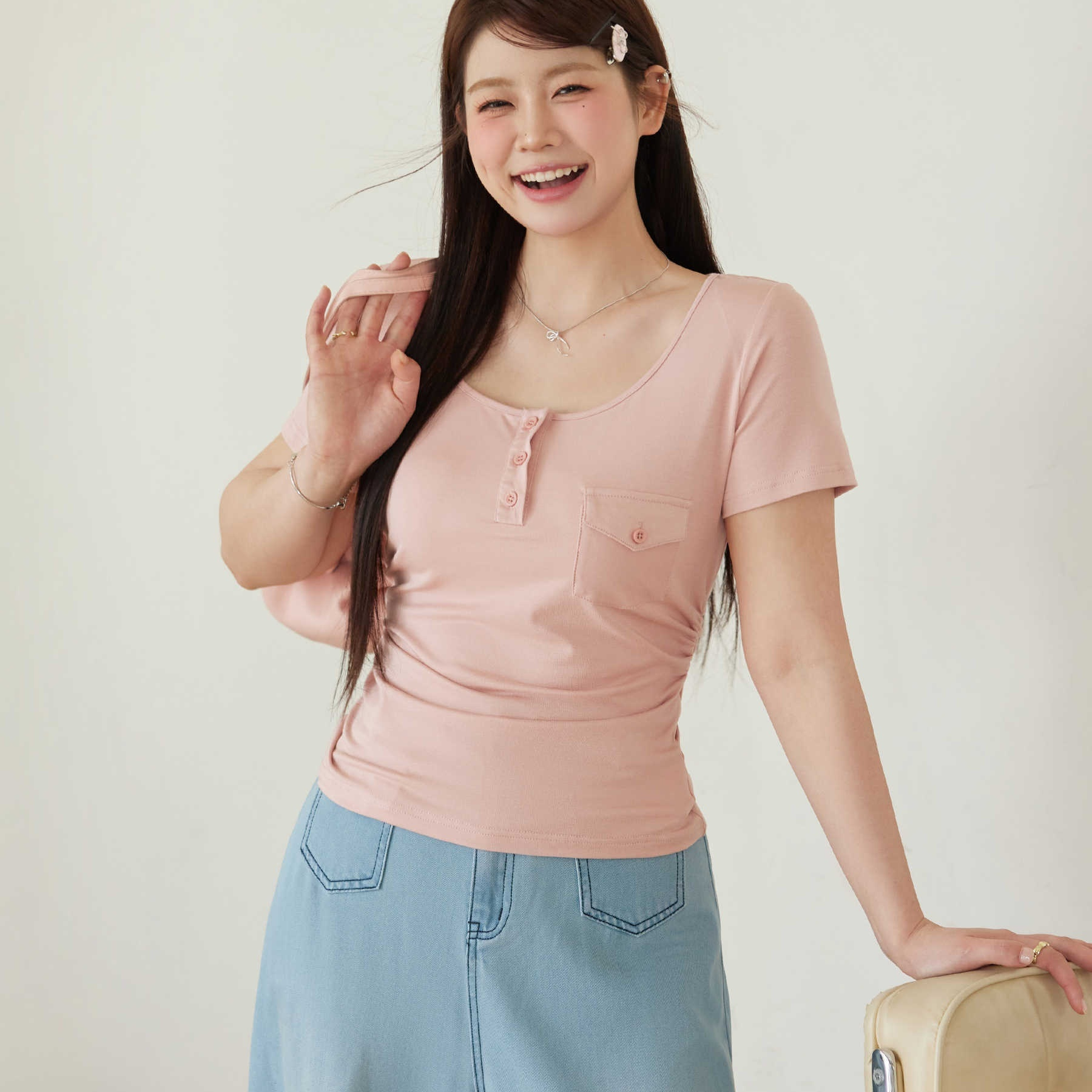 Soft And Slim Short Sleeved Top T-shirt