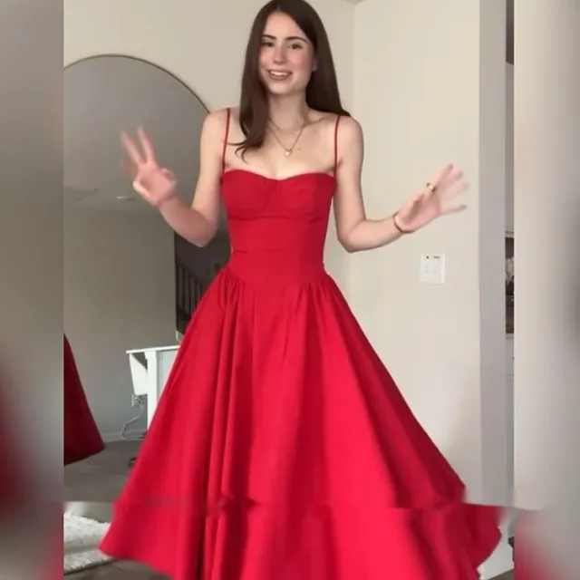 Women's French Style Vintage Court Style Strap Dress Red - Shop at LoveMi