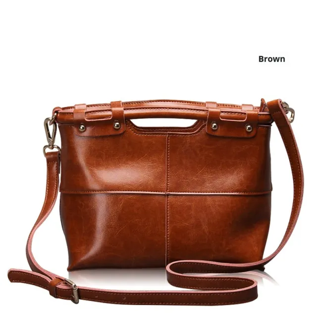 European And American Retro Solid Color Women's Leather Messenger Bag Brown - Shop at LoveMi