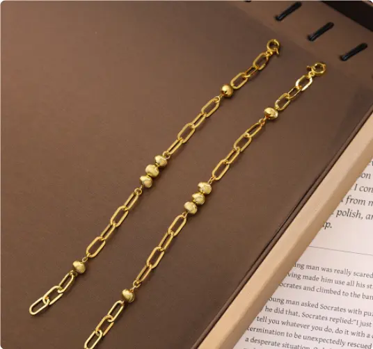 Checkered Cat Eye Lengthening Chain Copper Plating 18K Gold Necklace Extension Chain